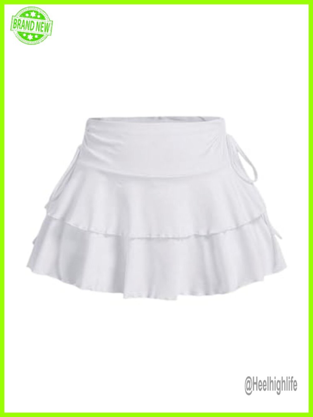 Women's Drawstring Bow Side Tiered Ruffle Mini Skirt Y2K A-Line